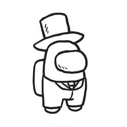 Among Us character wearing a top hat coloring page
