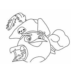 Angry Birds pirate holding a treasure map coloring page