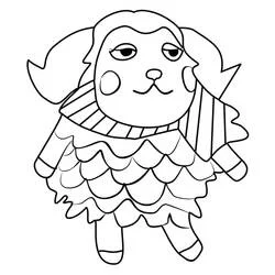 Animal Crossing sheep villager in a ruffled dress coloring page