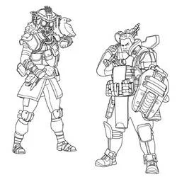 Bloodhound and Gibraltar from Apex Legends coloring page