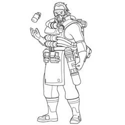 Caustic tossing a gas canister coloring page