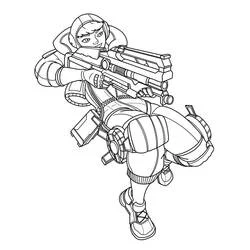Wattson aiming her sniper rifle coloring page