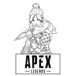 Wraith holding her knife and gauntlet device coloring page