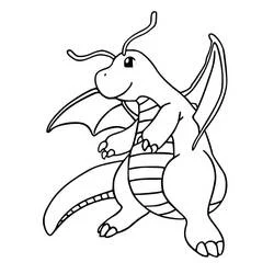Dragonite standing with wings spread coloring page
