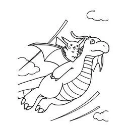 Dragonite flying with Pikachu on its back coloring page