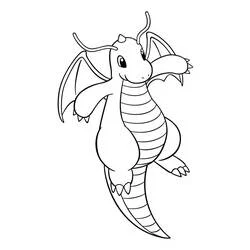 Dragonite standing with wings spread coloring page