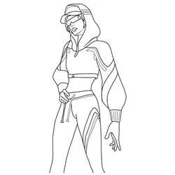 Fortnite female character in hooded outfit coloring page