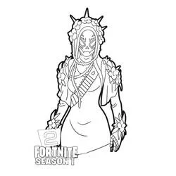 Catrina Fortnite skin standing pose coloring page