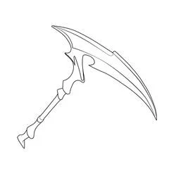 Fortnite pickaxe with curved blade coloring page