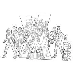 Fortnite Season X group of skins coloring page