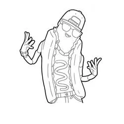 The Brat Fortnite skin posing with a cap coloring page