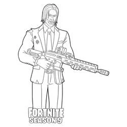 John Wick holding a rifle in Fortnite coloring page