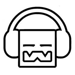 Geometry Dash face icon wearing headphones coloring page