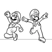 Mario and Luigi jumping happily coloring page