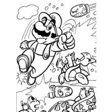 Mario dodging bullets underwater coloring page