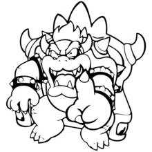 Bowser roaring with claws raised coloring page