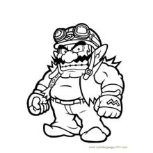 Wario standing with clenched fists coloring page