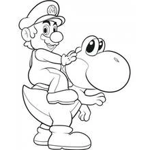Mario riding Yoshi coloring page