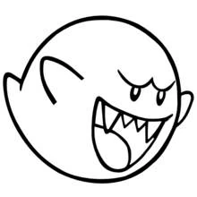 Boo the ghost with a mischievous grin coloring page