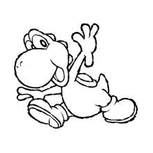Yoshi waving happily coloring page
