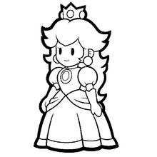 Princess Peach standing in her royal dress coloring page