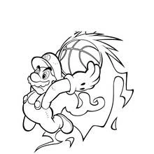 Mario dunking a basketball coloring page