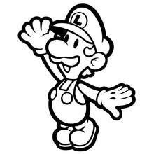Luigi waving happily coloring page