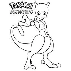 Mewtwo in fighting stance coloring page