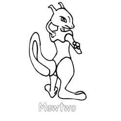 Mewtwo standing in a calm pose coloring page