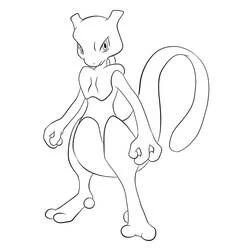 Mewtwo standing in fighting stance coloring page