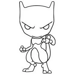 Mewtwo Funko Pop style standing pose coloring page