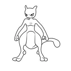 Mewtwo standing in a fighting stance coloring page