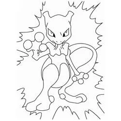 Mewtwo unleashing psychic energy coloring page