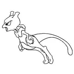 Mewtwo leaping forward coloring page