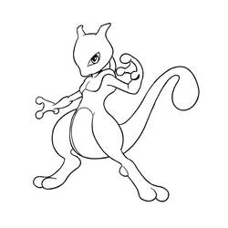 Mewtwo standing in a battle pose coloring page