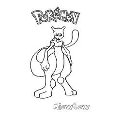 Mewtwo standing in a fighting stance coloring page