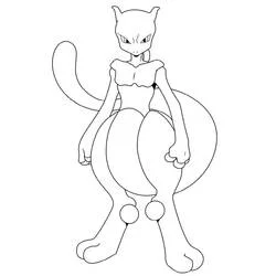 Mewtwo standing in a calm pose coloring page
