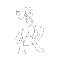 Mewtwo standing in a calm pose coloring page