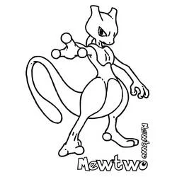 Mewtwo standing in a fighting stance coloring page