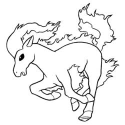 Ponyta running with flaming mane coloring page
