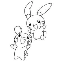 Plusle and Minun jumping happily coloring page