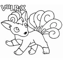 Vulpix walking with six curled tails coloring page