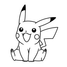 Pikachu sitting with a big smile coloring page