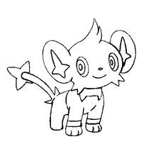 Shinx standing with star-shaped ears coloring page