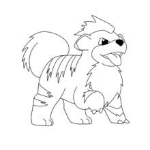 Growlithe standing with fierce expression coloring page