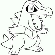 Totodile standing with mouth open coloring page
