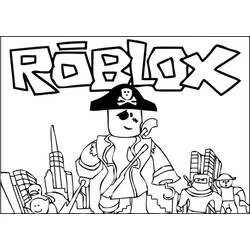 Roblox pirate character with city skyline coloring page