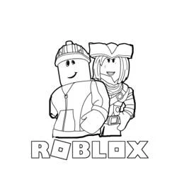 Roblox characters standing together coloring page