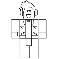 Roblox character with headphones and jacket coloring page