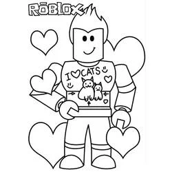 Roblox character holding a box of cats coloring page